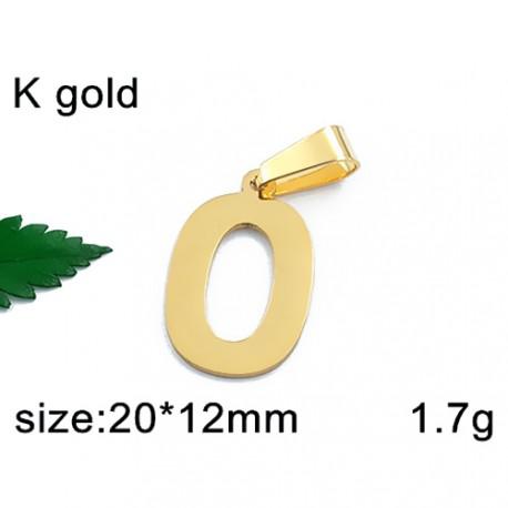 Písmenko O ve zlaté barvě 20x12mm - ocelový přívěsek